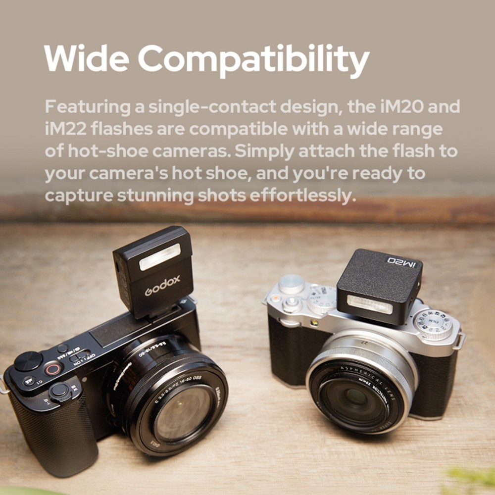 US Godox iM22 Mini On-Camera Flash Light Speedlite Universal Hot Shoe Mount