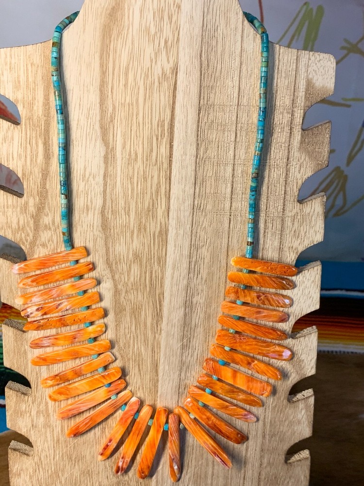 TURQUOISE ~ ORANGE SPINY ~ NECKLACE