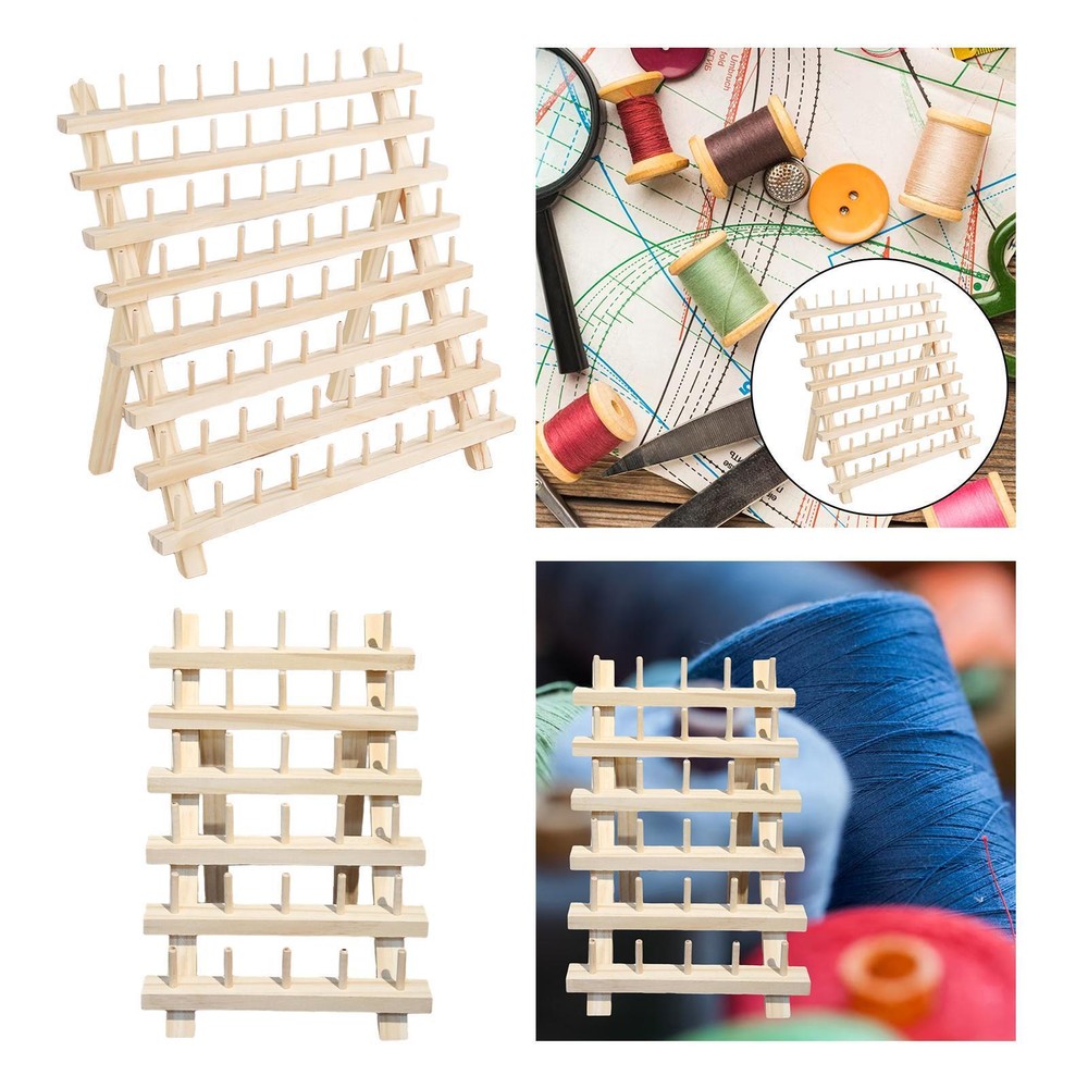 Sewing Thread Rack Cones Stand Shelf Lightweight Space Saving Wooden Thread
