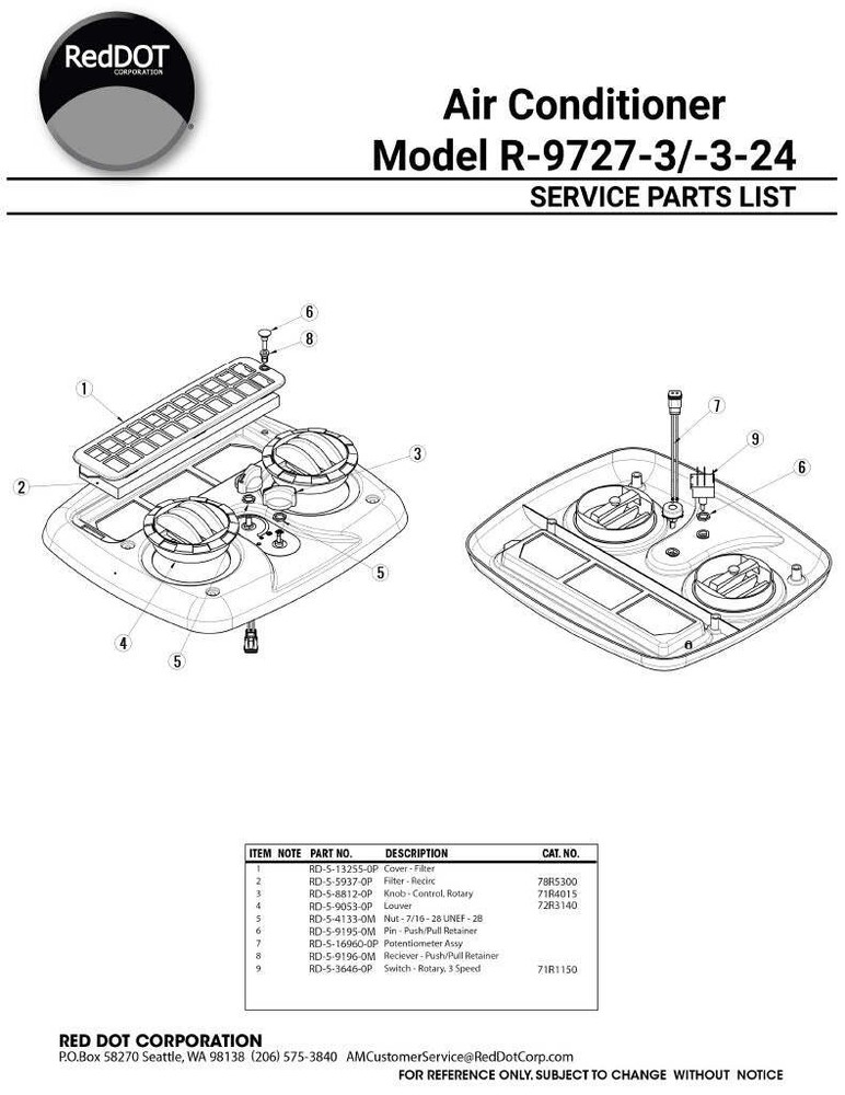 Red Dot AC Unit 24v Rooftop Mount R-9727-3-24P