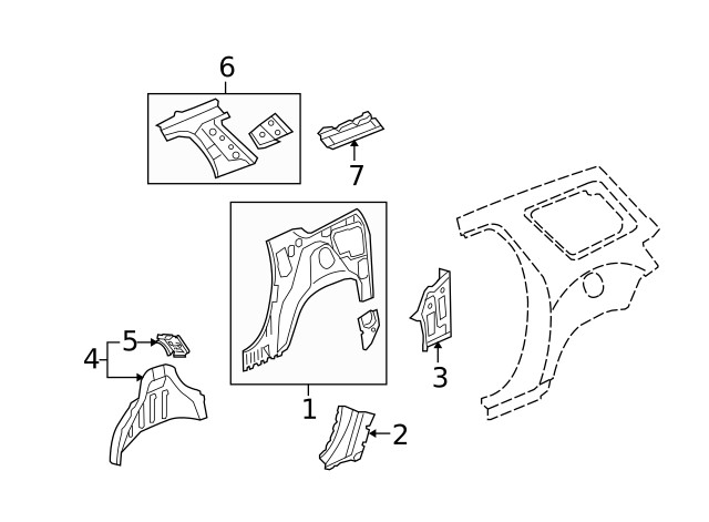 Genuine GM Passenger Side Outer Lower Quarter Panel 15943550
