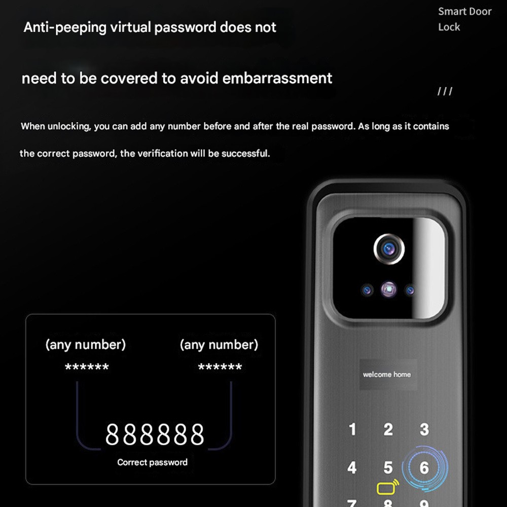 Smart Door Lock 3D Face Recognition Camera FingerPrint Password Security LockJp