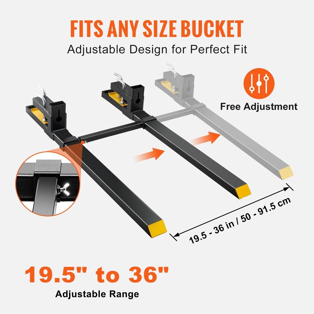 60in Long Pallet Forks 4000lb Frame Stability Adjustable Bracket