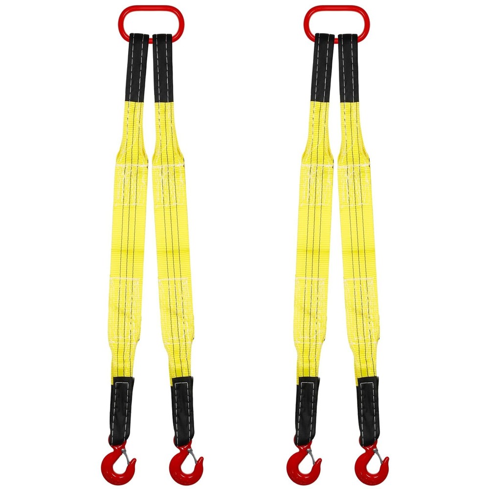 2 Pack Lifting Slings Straps with Hooks Web Slings Capacity Polyester Bridle ...