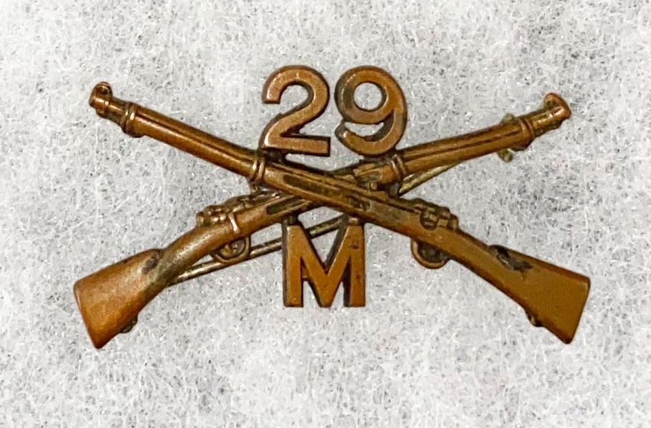 Pre-WWI M Company 29th Infantry Collar Device