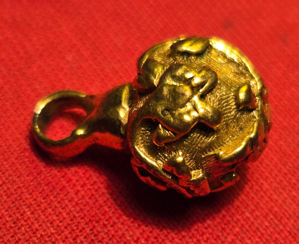 Antique CHINESE ROBE BUTTON - Figural - GILDED BRONZE - Excellent Condition!