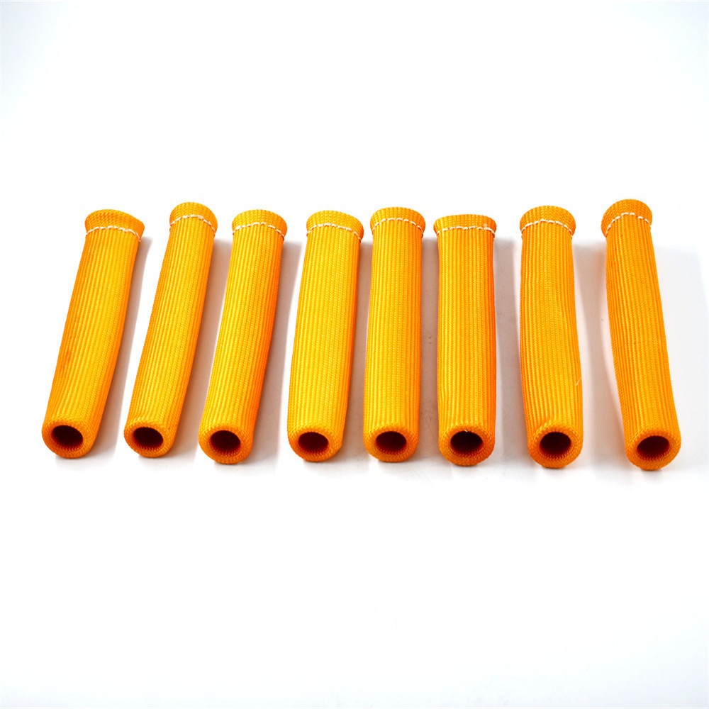 LABLT 8PCS Orange Spark Plug Wire Protector Sleeve Heat Shield Cover Universal