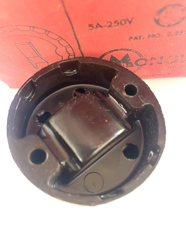 Vintage Monowatt Bakelite Brown Round Toggle Switch - 3 Way Surface Mount - NOS!