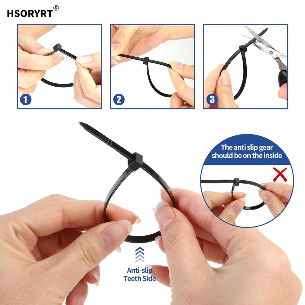 1000 Pcs 4 Inch Multipurpose Zip Ties Self Locking Small Cable Wire Ties