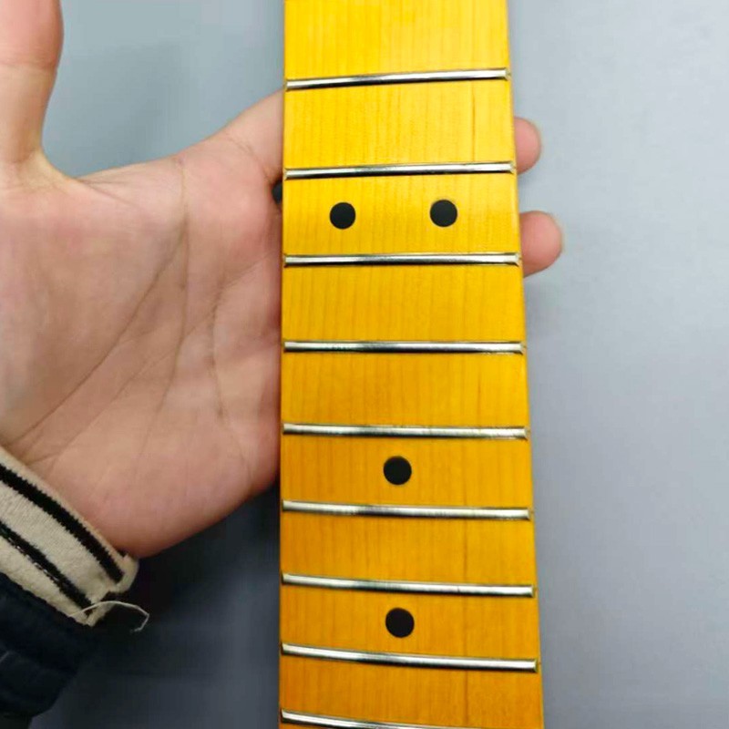 DIY Maple Electric Guitar Neck 25.5" Scale Length 22 Frets Yellow，Unfinished