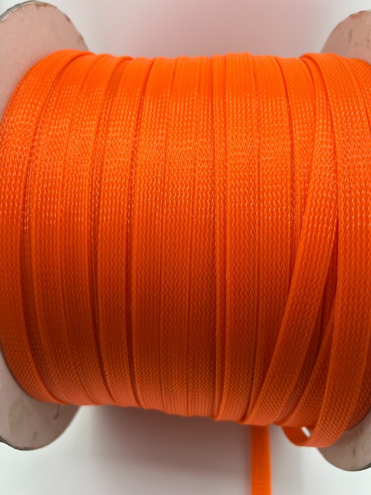 Polyurethane 1/2 inch 6mm braid expandable cable sleeving UV Orange 16.4 Ft (5m)