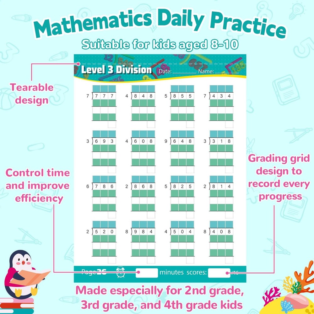 Multiplication and Division Workbook Math Worksheets Grade 25 2 PCS