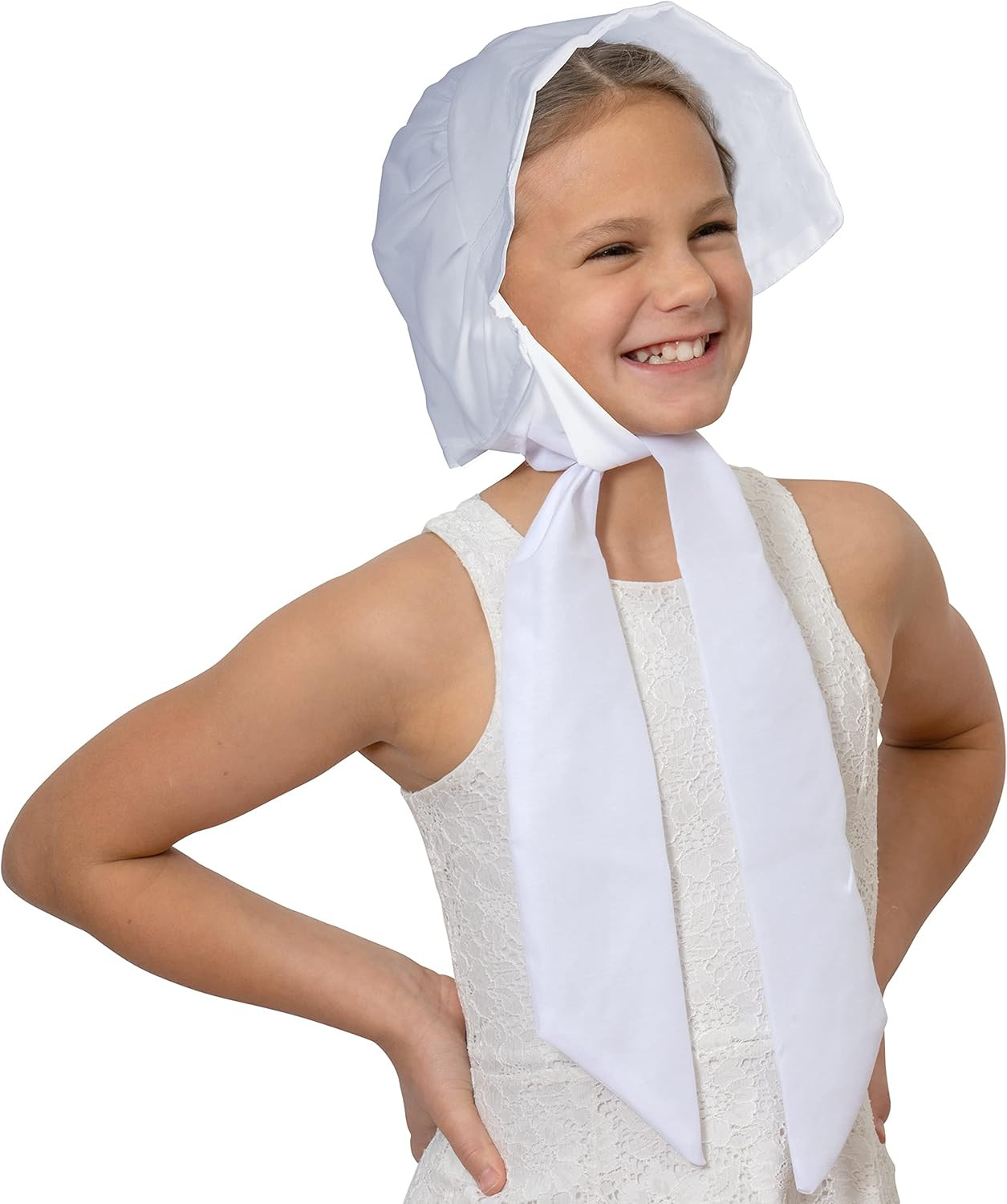 Skeleteen Colonial Pioneer Womens Bonnet - Revolutionary War White Pilgrim Women