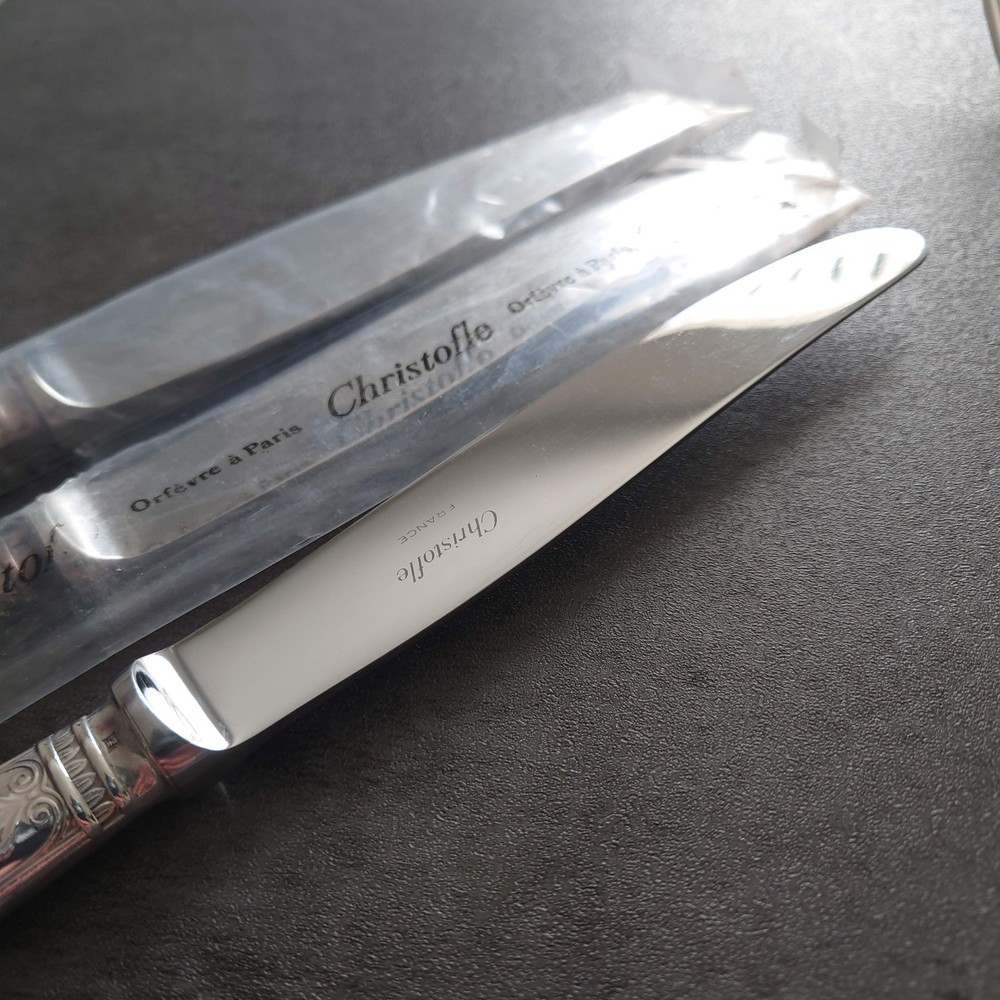 Christofle Malmaison 9pcs Silverplate Flatware Table Knife Fork Spoon Excellent