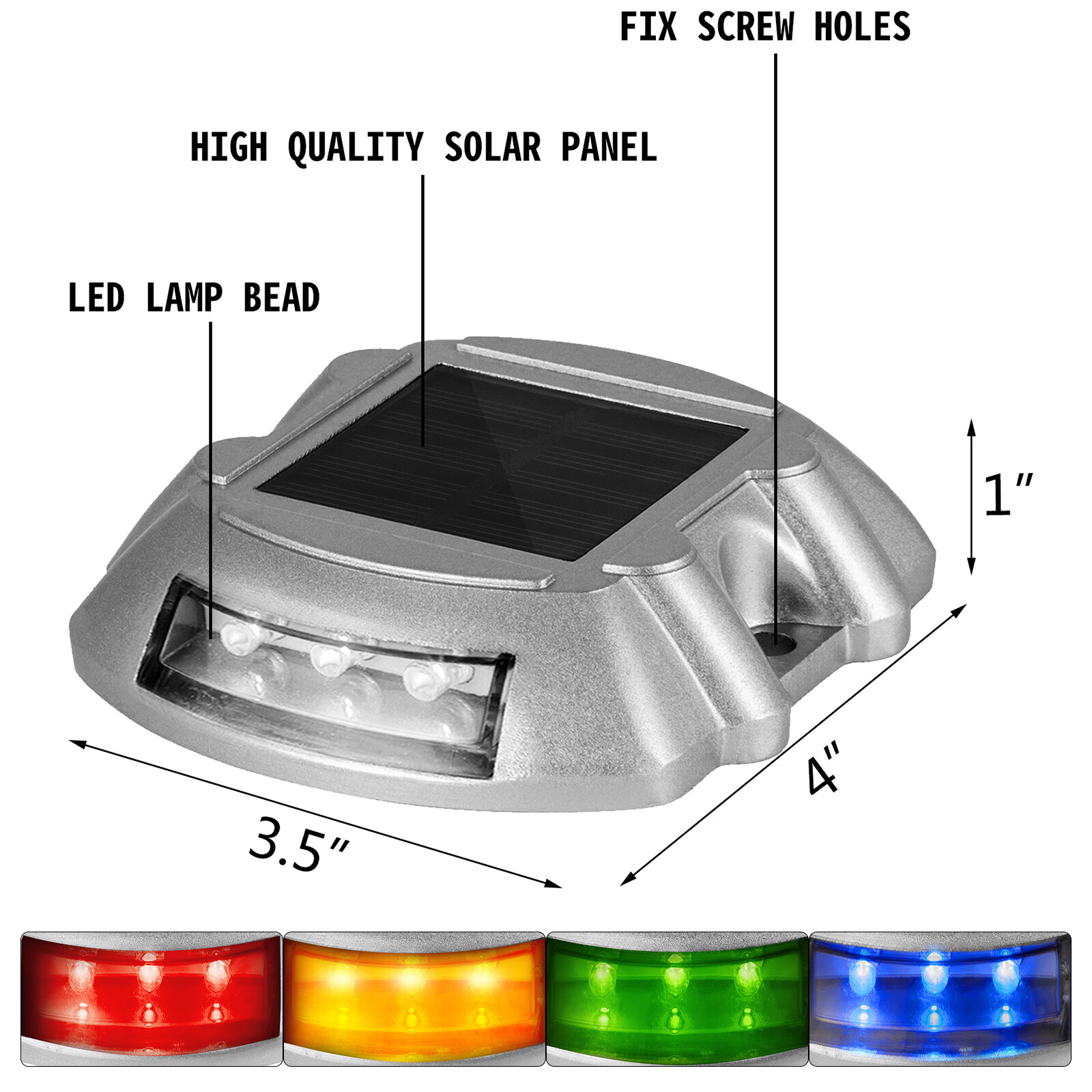 VEVOR 4-24 Pcs Solar Driveway Lights Multicolor LED Solar Dock Deck Lights, IP68