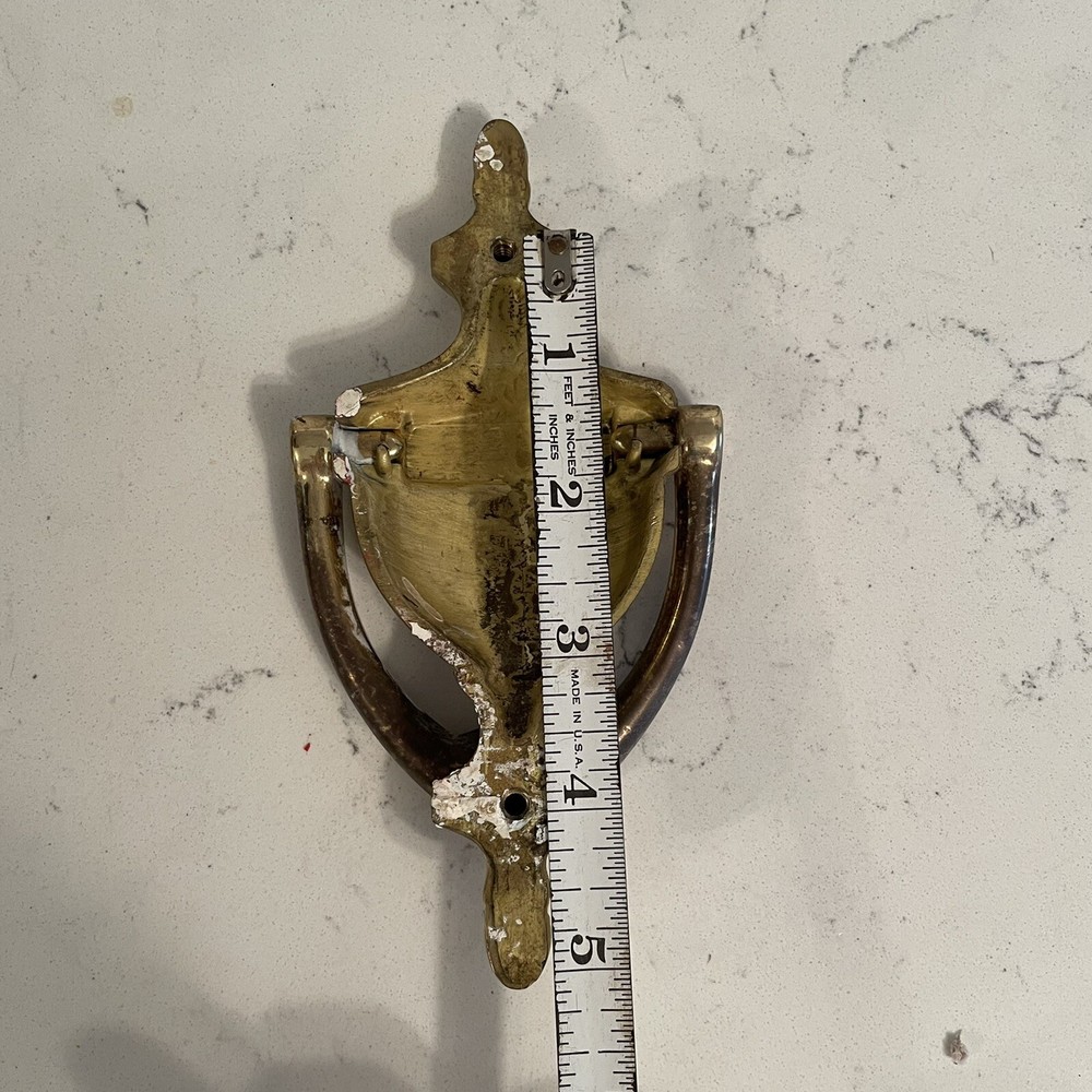Vintage Solid Brass Door Knocker 6”x 3” Classic Mcm