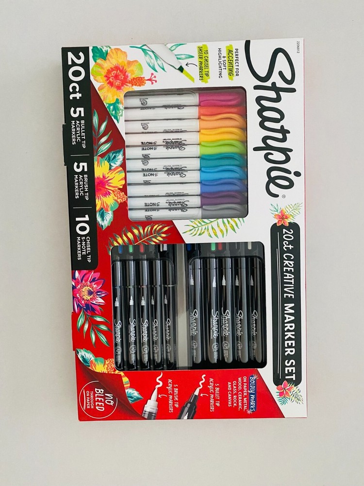 Sharpie 20ct Creative  Marker Set, Bullet/Brush/Chisel Tips, Acrylic