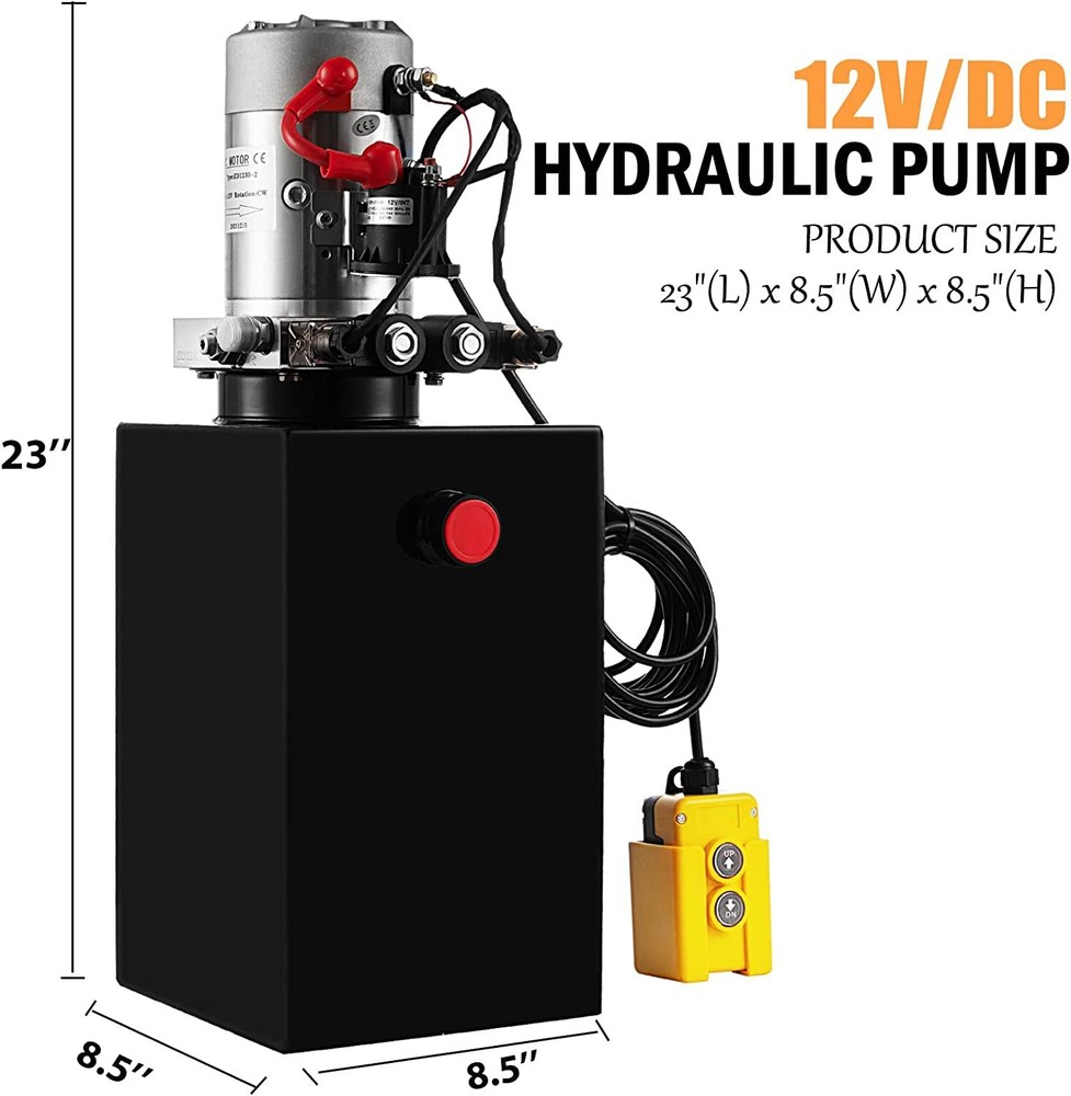 15 Quart Double Acting Hydraulic Pump Dump Trailer DC 12V Unit Pack Power Unit