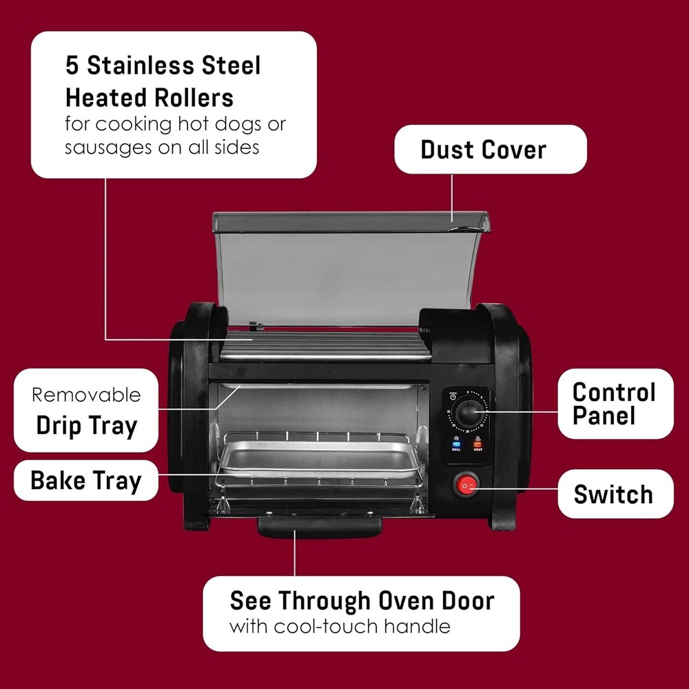 Versatile Hot Dog Toaster for Breads and Snacks with Automatic Shut-off Feature