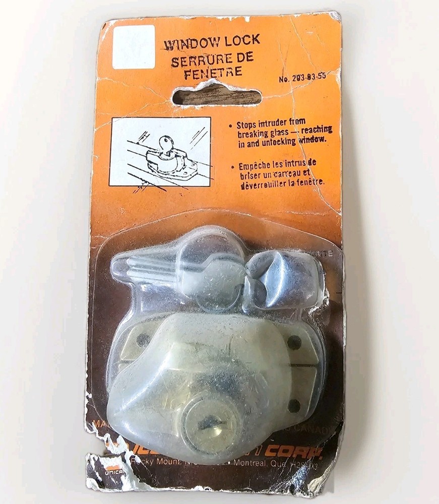 Vintage Ilco Window Lock Keyed Sash Locking System for Double-Hung Windows Brass