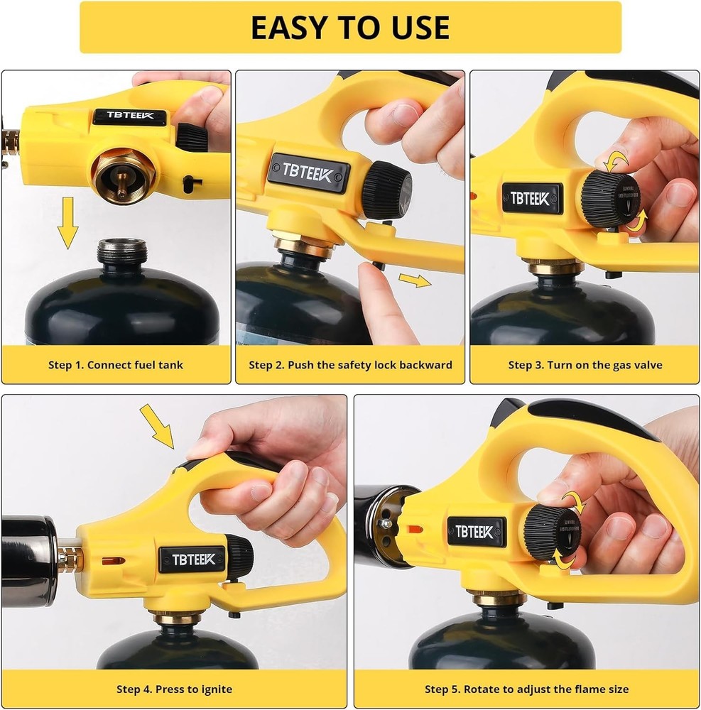 Adjustable Flame Sous Vide Grill Cooking Torch, Safety Lock