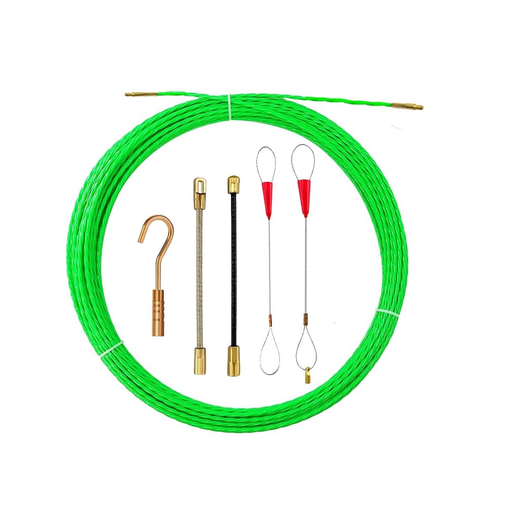 37FT Fish Tape Wire Puller 5 Adapters Durable Cable Retraction Aid Work 12M