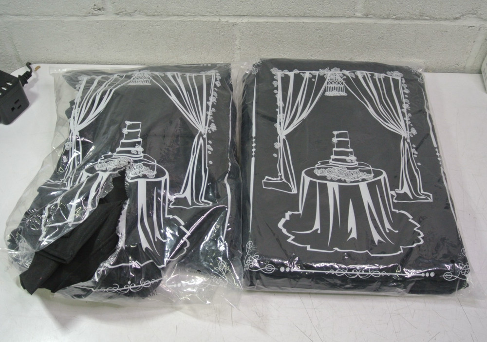 2 Black Polyester Backdrop Curtains 2 Panels 5ft x10ft  Per Pack  4 TOTAL PANELS