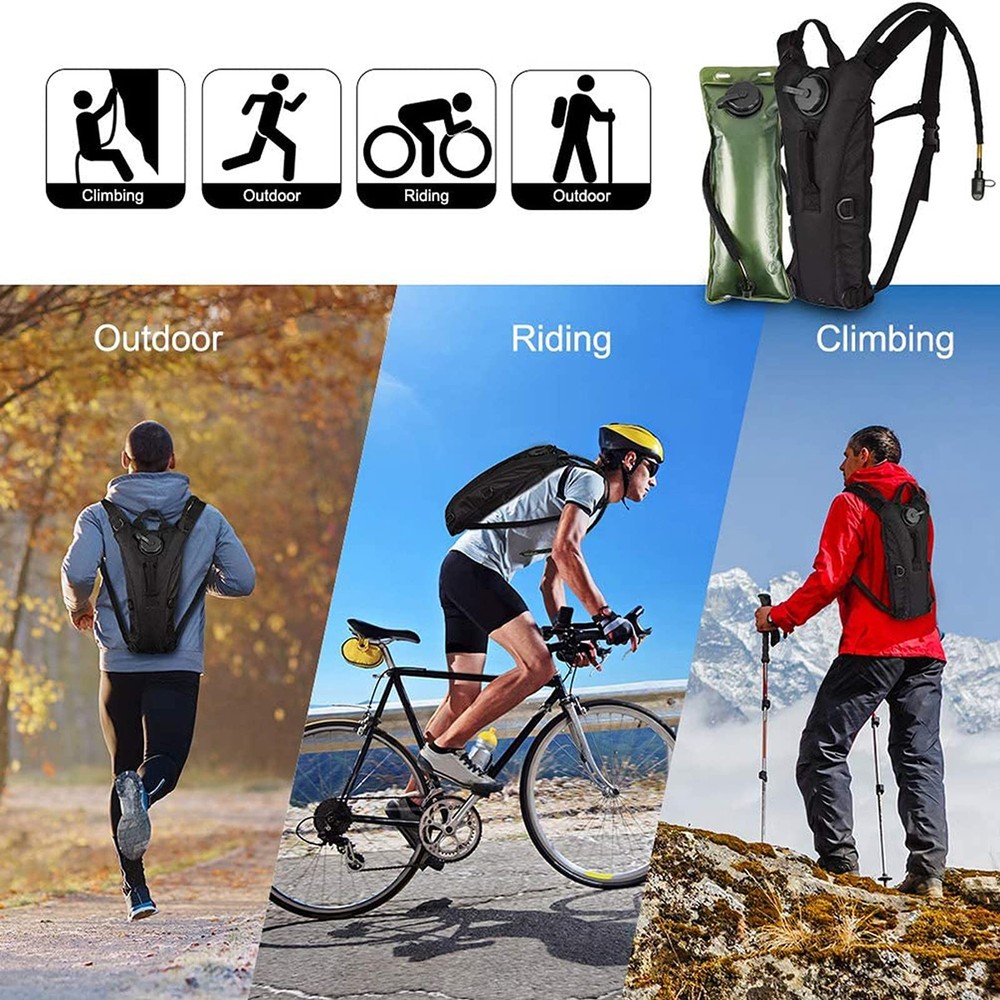 Water Backpack Black Hydration Backpack with 3 Liter Bladder Lightweight & Wa...