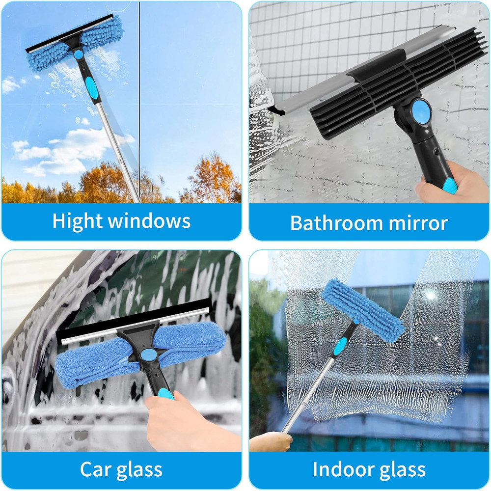 Professional 72'' Window Squeegee Cleaning Washing Tool/Kit with Extension Pole,