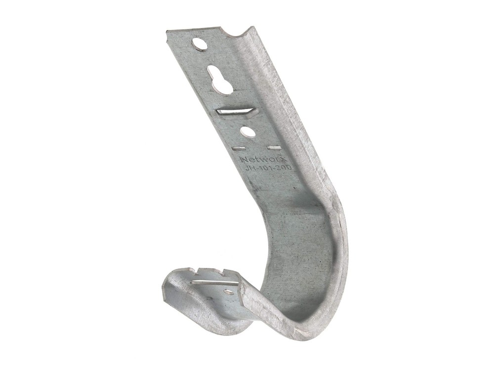 Networx 2" Wall Mount Galvanized Steel Cable Support J Hook with Retainer Cli...