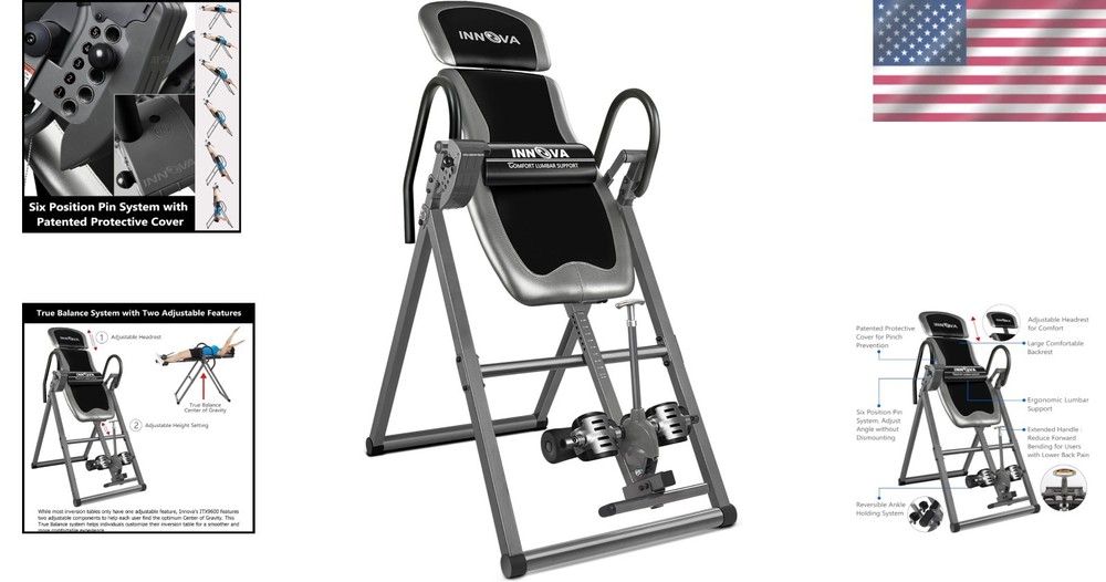Large Backrest Innova Inversion Table with Adjustable Headrest & Safety Features