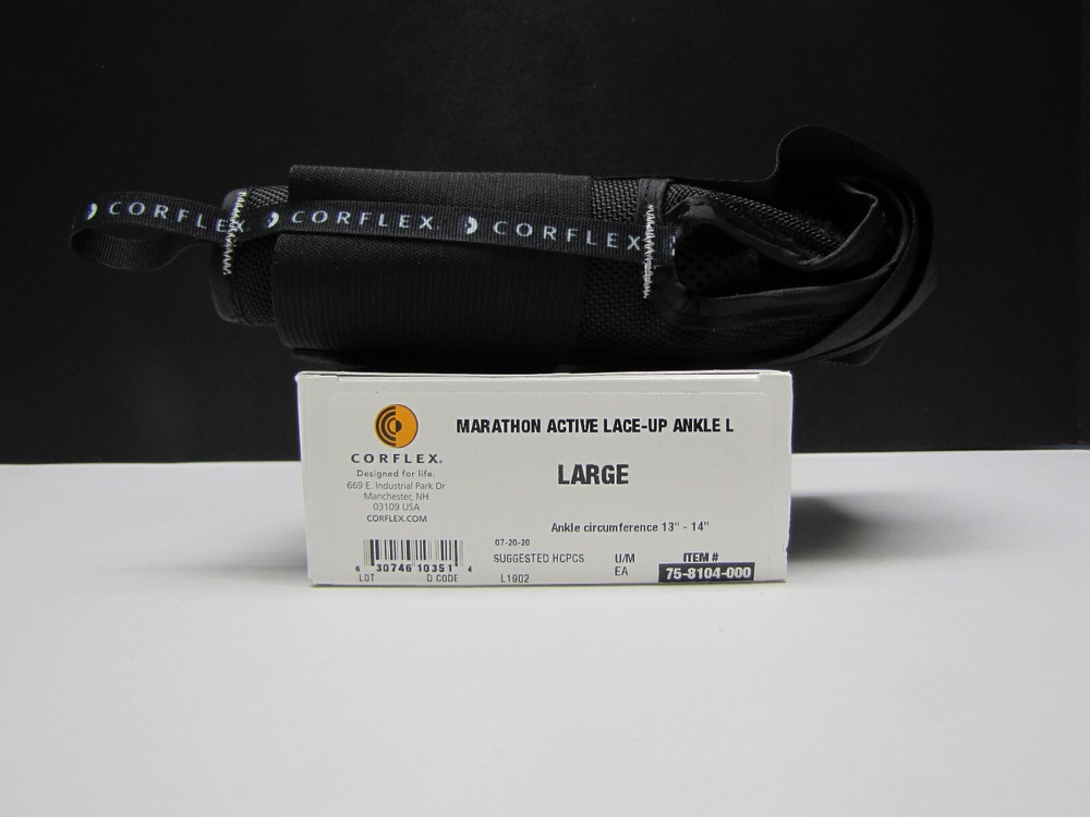 Corflex Marathon Active Lace-Up Ankle Stabilizer Wrap Support Brace Large L or R