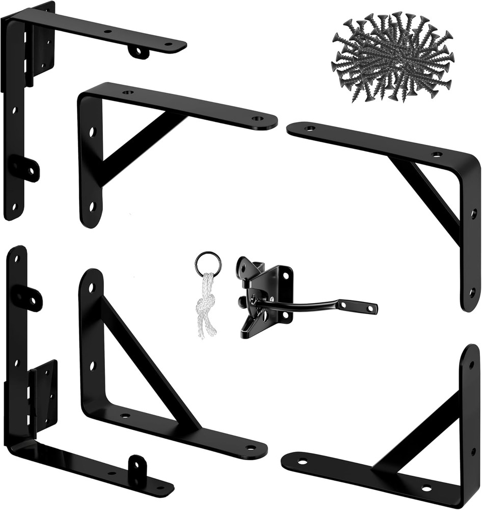 Anti Sag Gate Kit and Gate Latch - Gate Corner Bracket with Gate Hinges Heavy Du