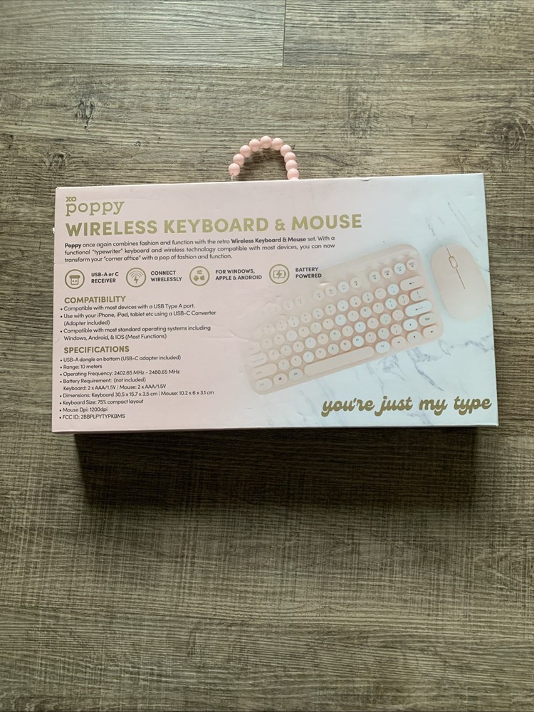 XO Poppy Wireless Keyboard & Mouse Set Pink for Windows, Apple & Android