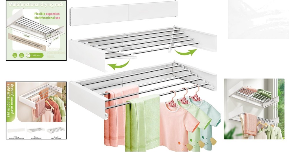 Foldable Stainless Steel Wall Drying Rack - Stylish & Durable Laundry Solution