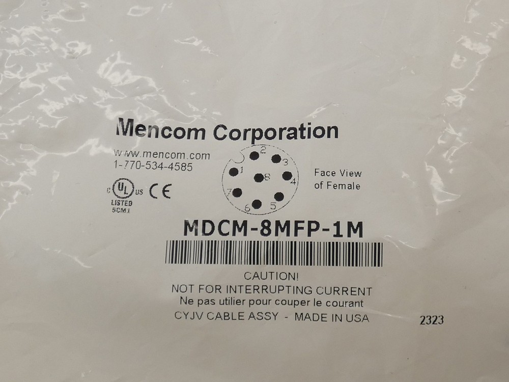 Mencom MDCM-8MFP-1M Shielded Cable Cordset 1M 60V 2A - NEW Surplus!