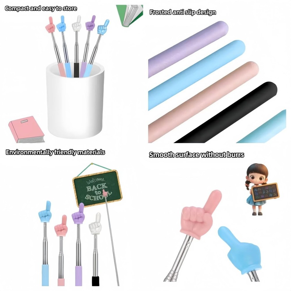 DOLANFYE Pointer Finger Stick Extendable Hand for Teachers with Pink