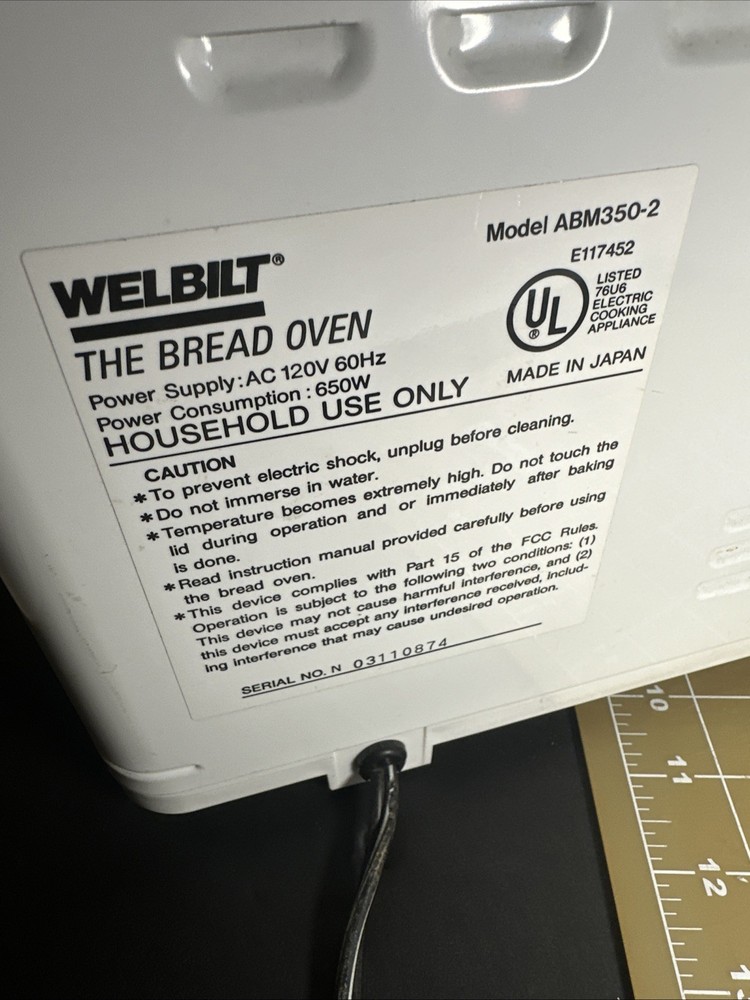 Welbilt Bread Maker Making Machine Model ABM350-2 1 lb Loaf