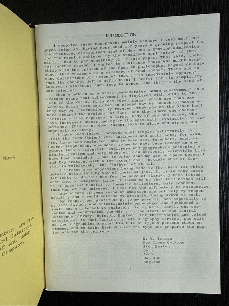 Science Stamps - By R. W. Truman- Handbook # 87