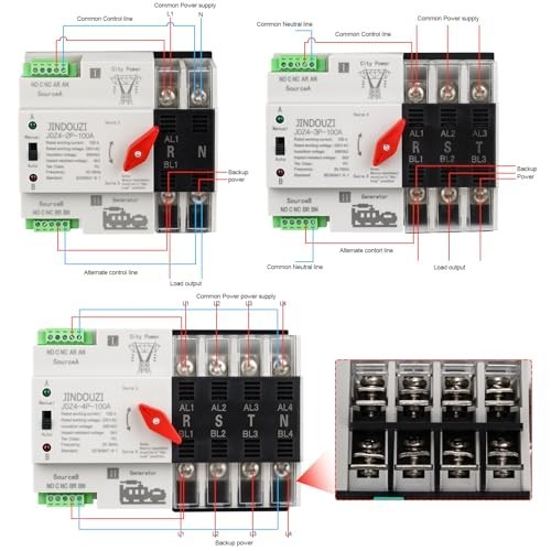100A Automatic Transfer Switch 220V, Dual Power Generator Switch, Metal Box