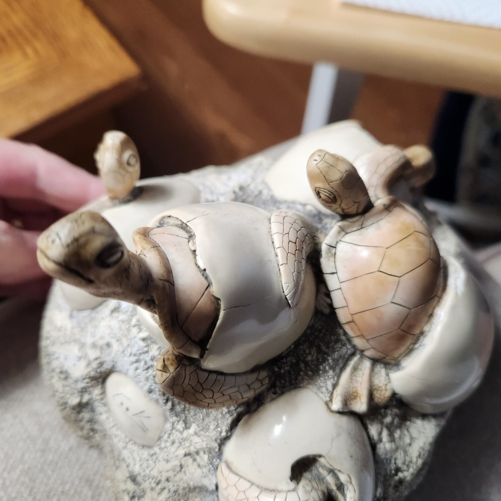 Sea Turtle Hatchlings Resin Sculpture