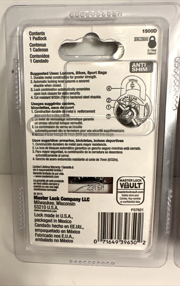 Master Lock 1500D 2 Pack 1 7/8" Combination Dial Padlock