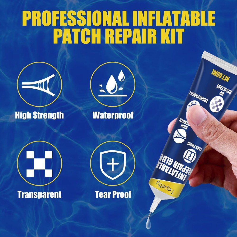 Air Mattress Patch Kit, Waterproof Pool Liner Patch Kit, HighStrength PVC Rep...