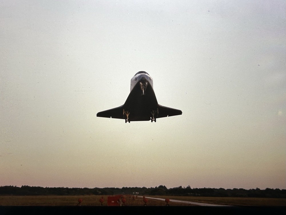 1984 NASA KSC Space Shuttle Discovery Landing Presentation Transparency