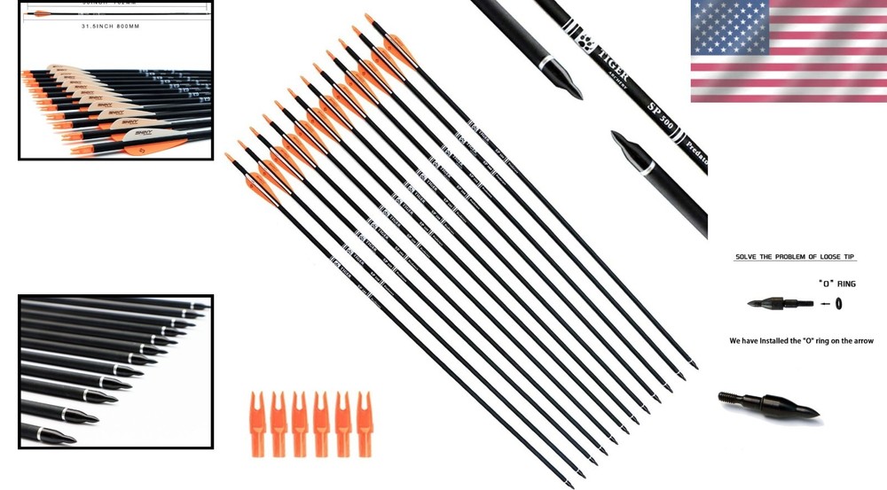 12 Pack 30" Carbon Arrows for Hunting & Target Practice