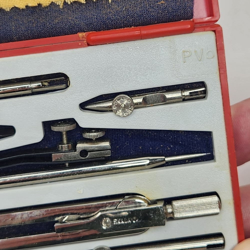 Vintage Skala PRECISION PTVb Technical Drafting Compass Set Made in Poland