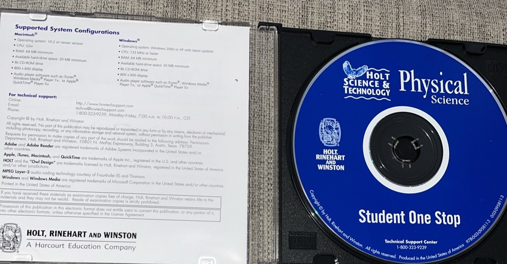 Physical Science (Holt Science & Technology), Student One Stop CD