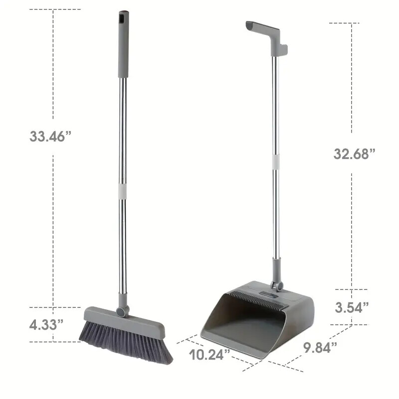 3-In-1 Broom And Dustpan Set 180 Degree Rotatable Broom Dustpan Combo New