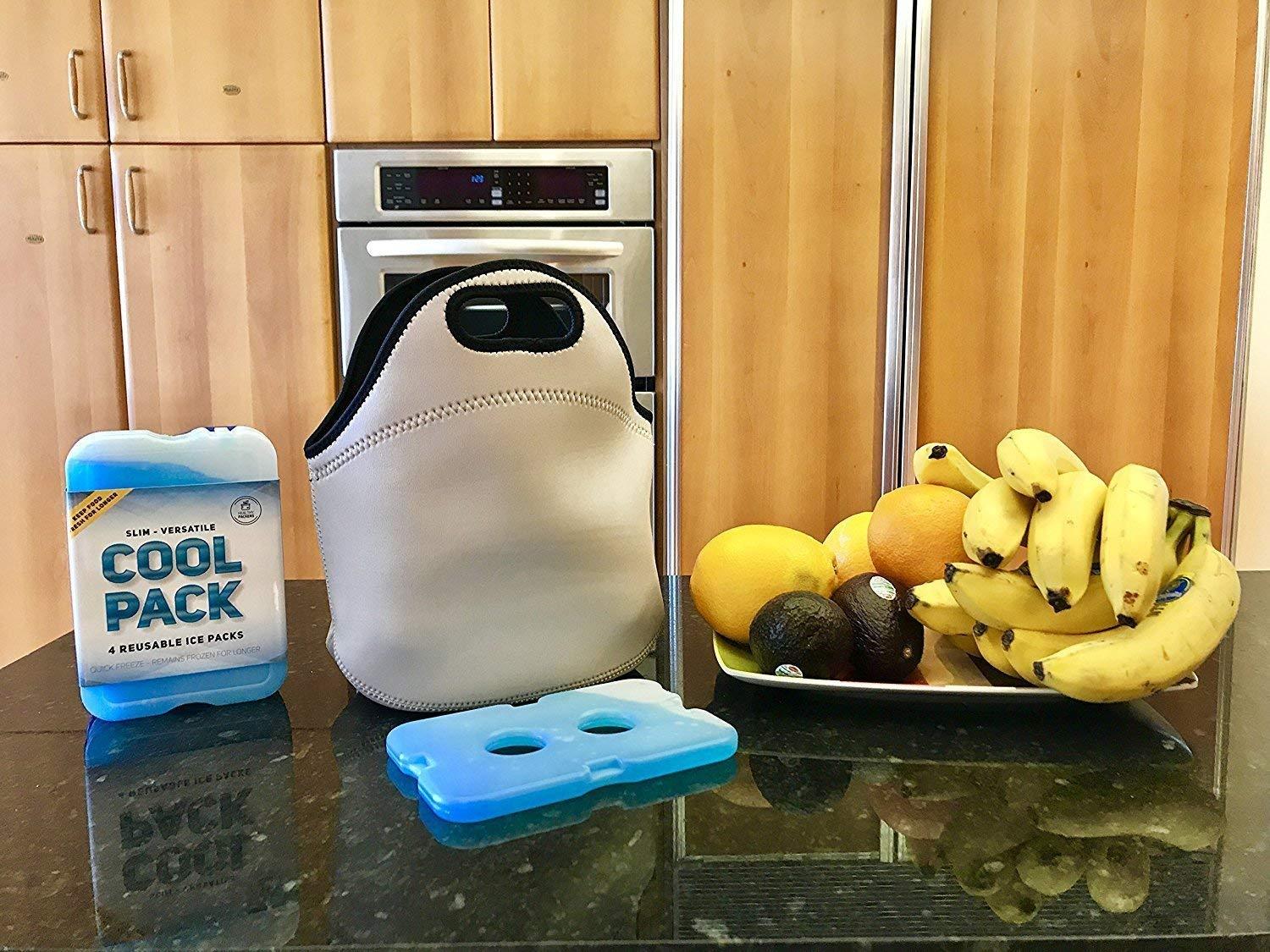 Healthy Packers Ice Pack for Lunch Box or Coolers - Freezer Packs (Set of 4)