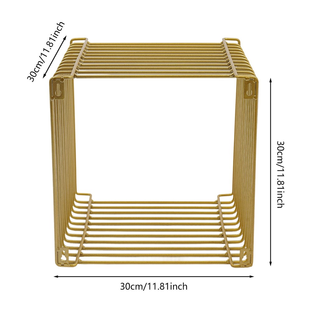 Side Table Square Geometry Side Table Linear Metal End Table 120kg/264.55lbs